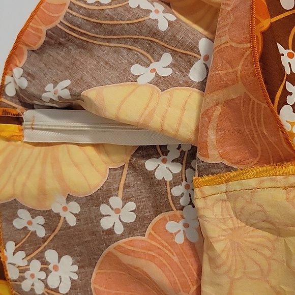 Vintage 70s Flower Power Babydoll Tank Top Orange Brown Size Medium - Picture 8 of 9